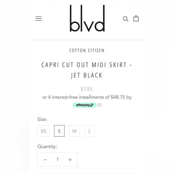 NWT Cotton Citizen Capri Cut Out Midi Skirt in Jet Black - Picture 7 of 8